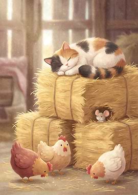 Cat Nap on Hay Bales