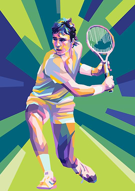 Ivan Lendl in Colorful portrait illustration