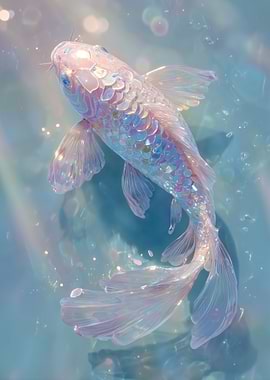 Iridescent Koi Fish in Water