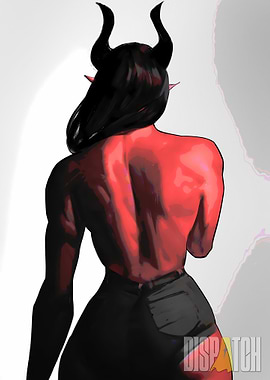 Red-skinned Demon Woman Back View