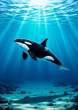 Orca in Ocean Depths