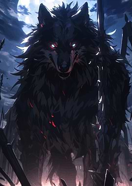 Menacing Wolf with Glowing Eyes