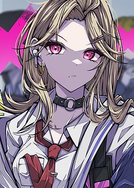 Anime Girl with Pink Eyes