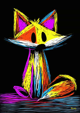 Neon Fox with Bold Vibrant Colors