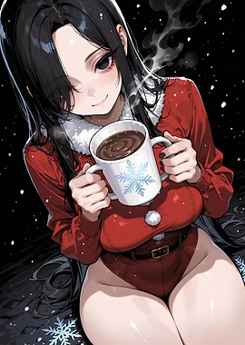 Anime Girl with Hot Chocolate
