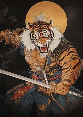 Tiger Samurai Warrior with Katana