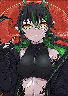 Dragon Girl Smoking Vape Art