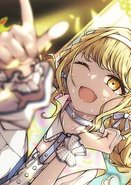 Anime Girl Winking with Peace Sign