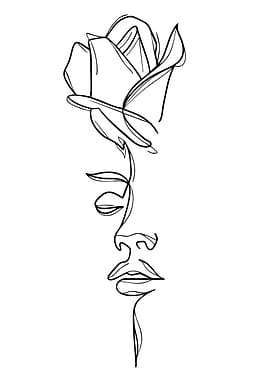 Rose and Face Line Art