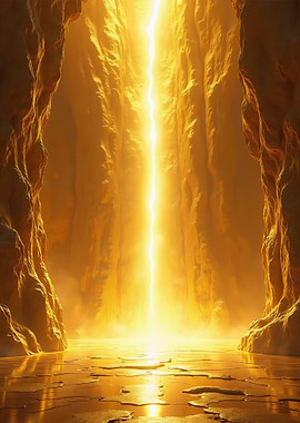 Golden Canyon with Light Beam