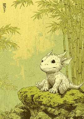 Cute Dragon in Bamboo Forest