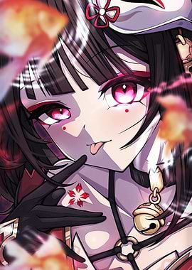 Anime Girl with Fox Mask