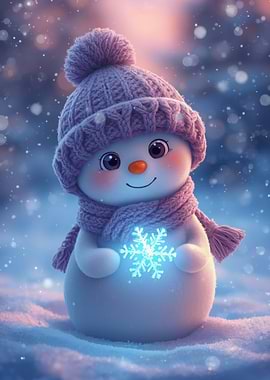 Cute Snowman with Snowflake