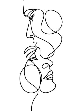 Continuous Line Art: Two Faces