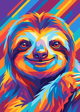 Colorful Sloth Portrait