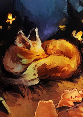 Sleeping Fox Digital Painting
