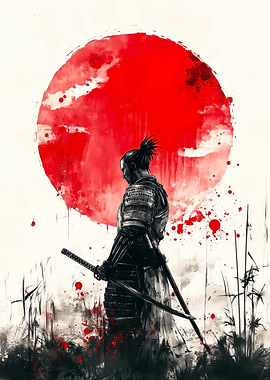 Samurai Warrior with Rising Sun