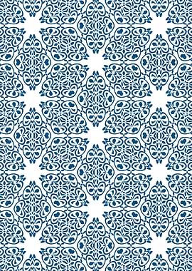 Blue Paper Cut Floral Pattern