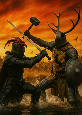 Medieval Knights Battle Water