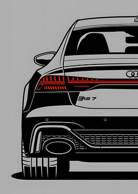 Audi RS 7 Rear View Illustration