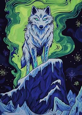 Arctic Wolf on Mountain Peak