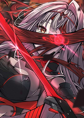 Anime Girl with Red Sword