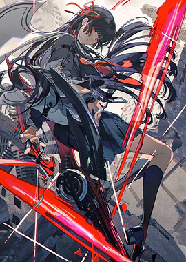 Anime Girl with Futuristic Weaponry