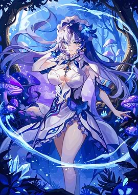 Anime Girl in Magical Forest