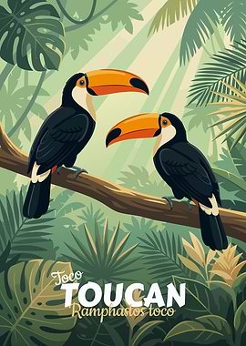 Two Toucans in a Tropical Setting