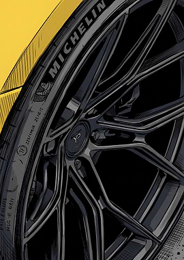 Car Wheel Close-Up Illustration