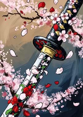 Katana and Cherry Blossoms