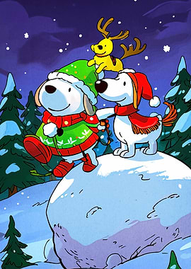 Festive Dogs in Winter Wonderland