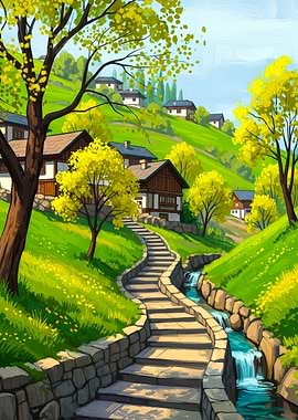 Idyllic Village Landscape
