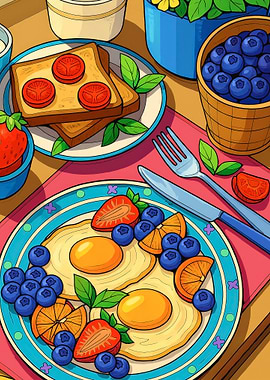 Colorful Breakfast Still Life