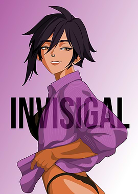 invisigal anime girl in Purple Shirt