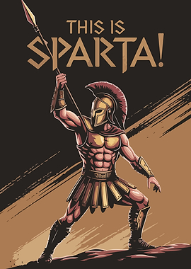 Spartan Warrior with Spear Illustration