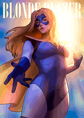 Blonde Blazer Superheroine Digital Art