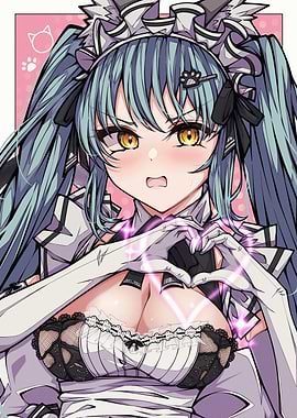 Anime Girl Maid Heart Gesture