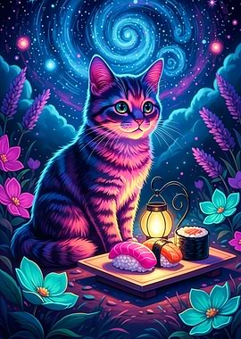 Cosmic Cat with Sushi