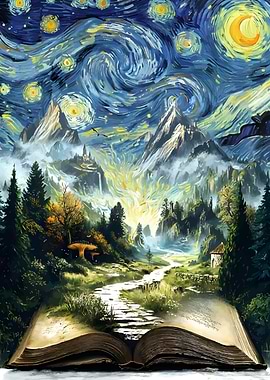 Starry Night Landscape Book