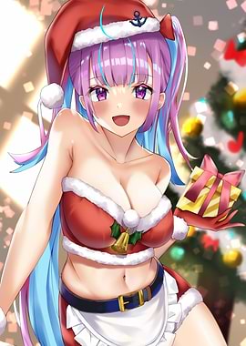 Anime Girl Christmas Outfit with Gift