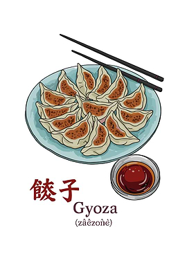 Delicious Gyoza Plate with Dipping Sauce