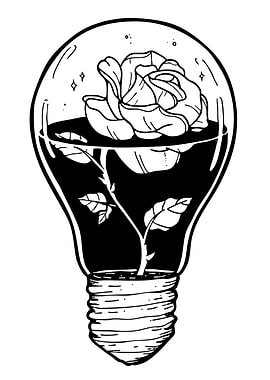 Rose in Light Bulb Illustration