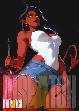 Red-skinned Demon Girl with Sword