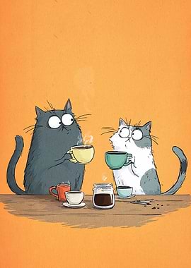 Cats Drinking Coffee