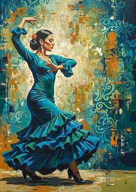 Spain Flamenco Dancer Blue