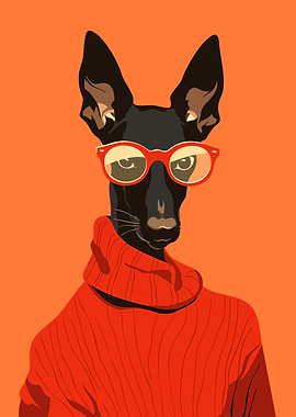 Cute Fashionable Xolo Dog in Sweater Minimalist Art