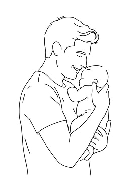 Father and Baby Line Art