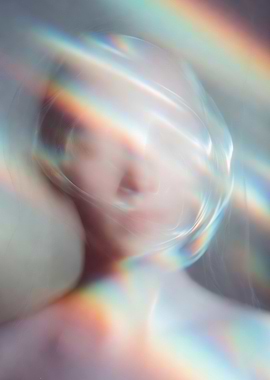 Abstract Portrait with Rainbow Light Refraction