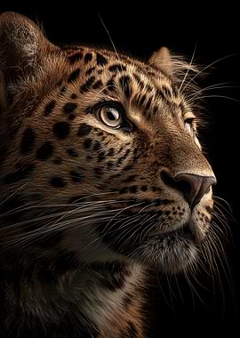 Leopard Portrait on Black Background